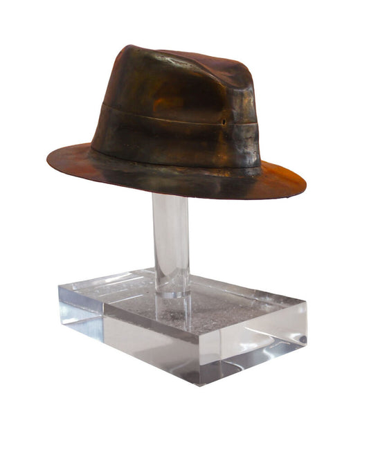 Hand-Crafted Steel Fedora Hat w/Lucite Base by Robert James Morrison