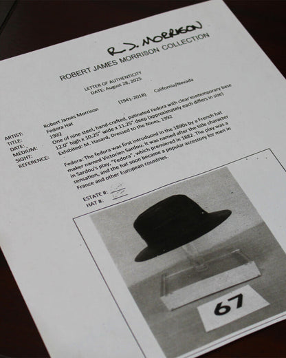 Hand-Crafted Steel Fedora Hat w/Lucite Base by Robert James Morrison