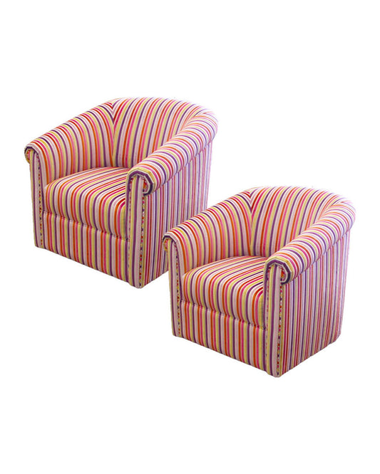 Mid- Century Barrel Back Swivel Chairs, Newly Upholstered 32W 32D 31H - PAIR