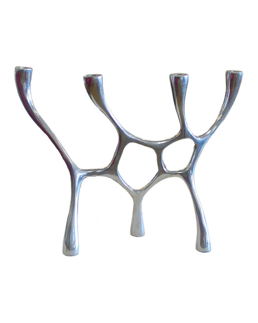 Vintage 1980's Four Head Aluminum Candleholder 27W 22H
