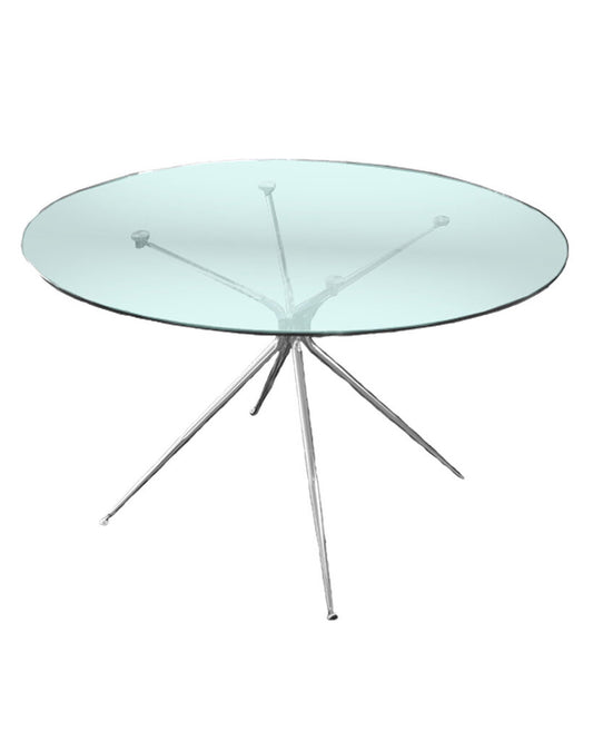 Euro Style Atos Steel Glass Round Tempered Table 48Dia 29.5H