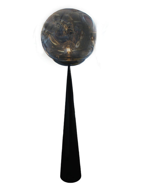 Tom Dixon Melt Floor Lamp, Lg. Black Conical Base/ Silver Top 61H