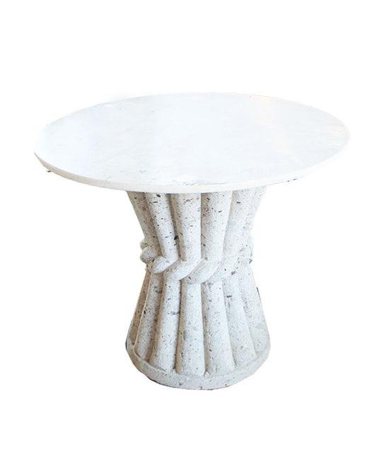Courtyard Cast Stone Clay Wheat Sheaf Table w/Marble 36.5 Dia 29.75H