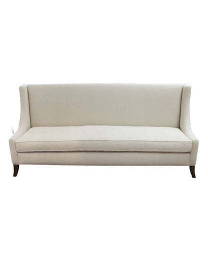 Baker Upholstered White Fabric, Semi-Wingback Bench Seat Sofa 78W 25D 35H