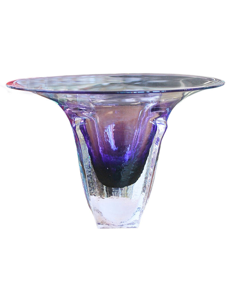 Signed Jonathan Winfisky Amethyst Glass Compote 10.5Dia 7H