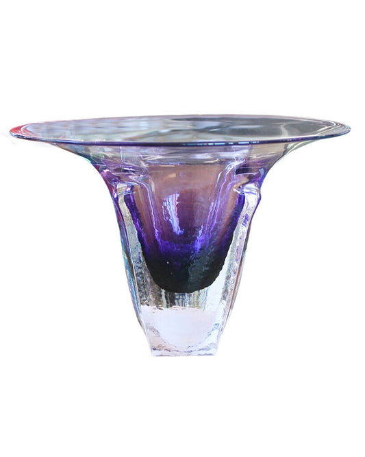 Signed Jonathan Winfisky Amethyst Glass Compote 10.5Dia 7H