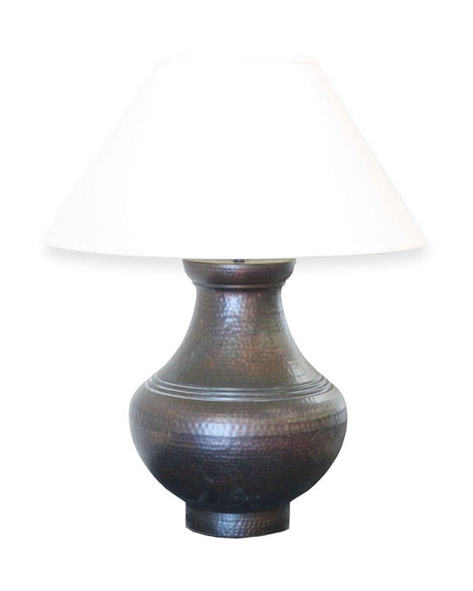 Ethan Allen Copper Table Lamps, White Shades - PAIR 29H