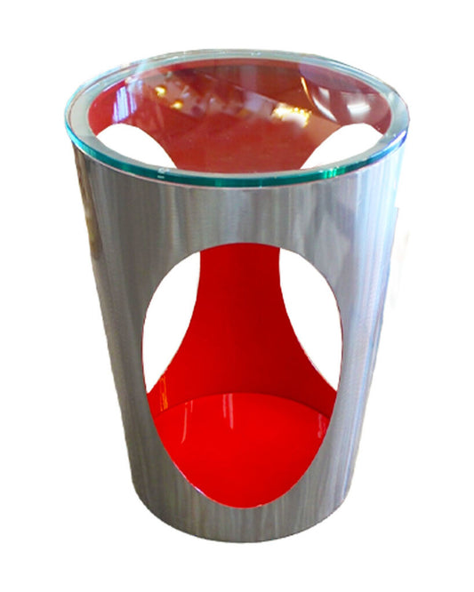 Johnston Casual Stainless Steel & Red Enamel Urban End Table 18Dia 24H