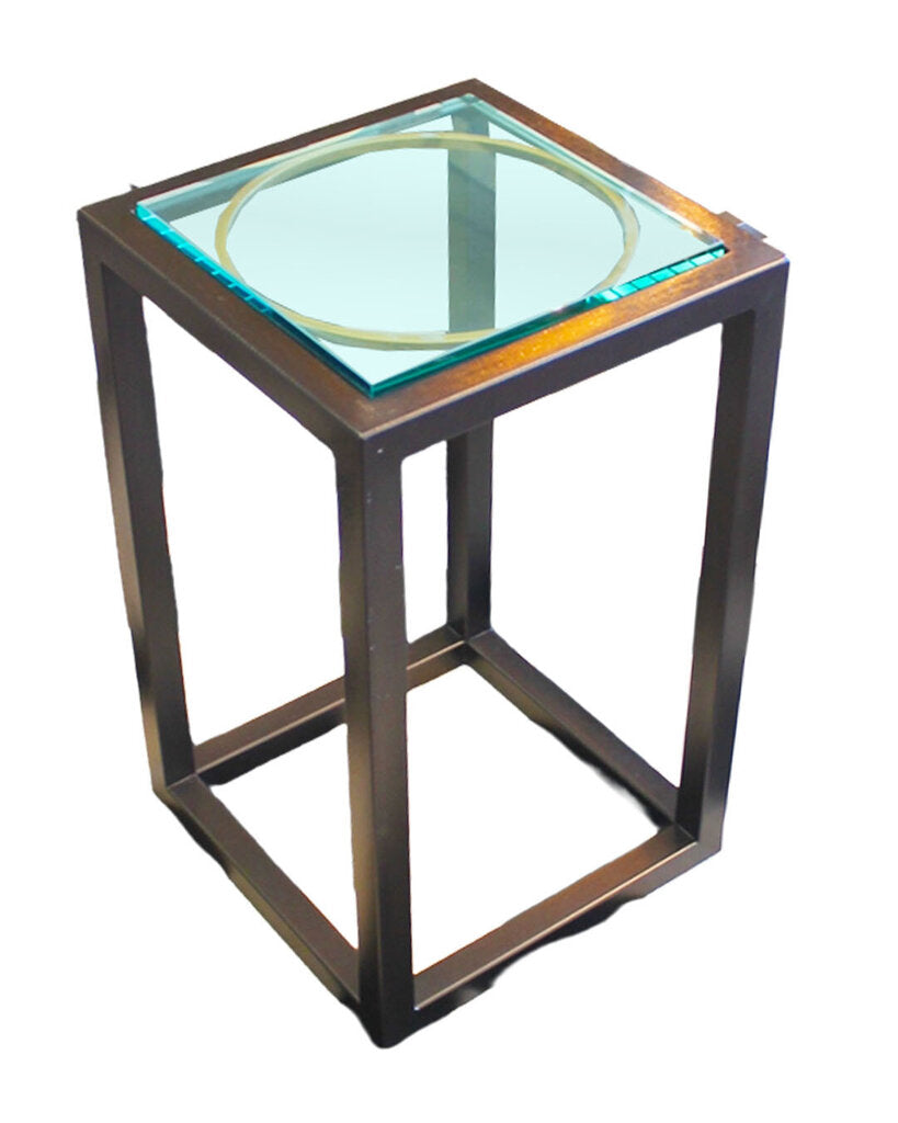 Circle Square Party Table, Gold Rub on Walnut Bronze 14Sq 23H