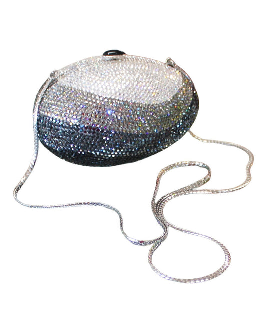 Vintage Judith Leiber Womans Striped Minaudiere Egg Clutch Handbag