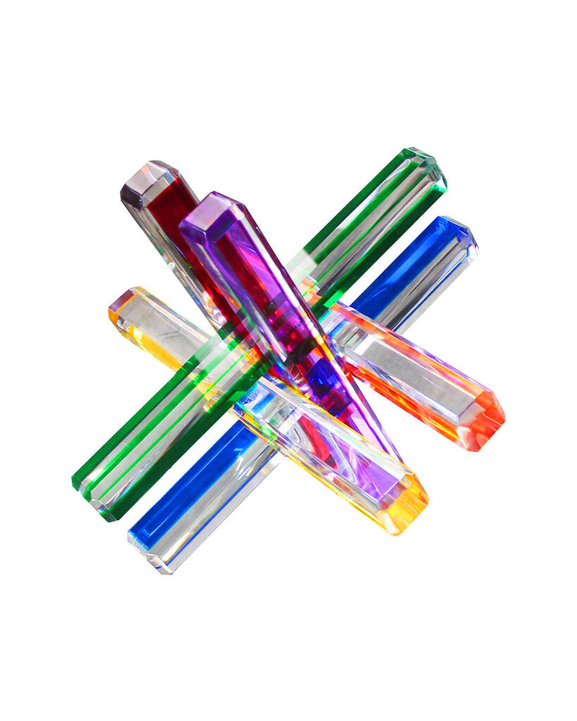 Signed Custom Rainbow "Jacks" Lucite Sculpture