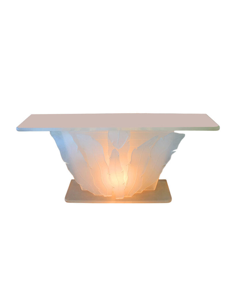 Frosted Acrylic Leaf Console, Illuminated From Within 74W 15D 33.5H