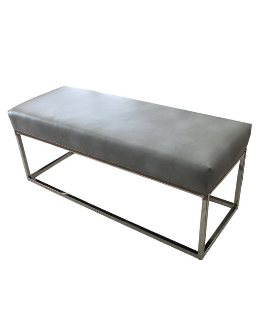 Stanford Grey Uphols. Bench w/Stainless Steel Base 57" x 22" x 23"H