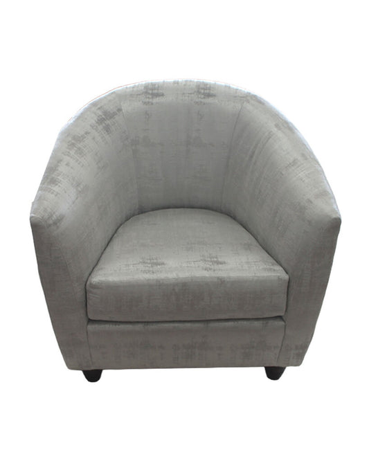 Kravet Silver Uphol. Swivel Barrel Chair 34" x 31" x 32"