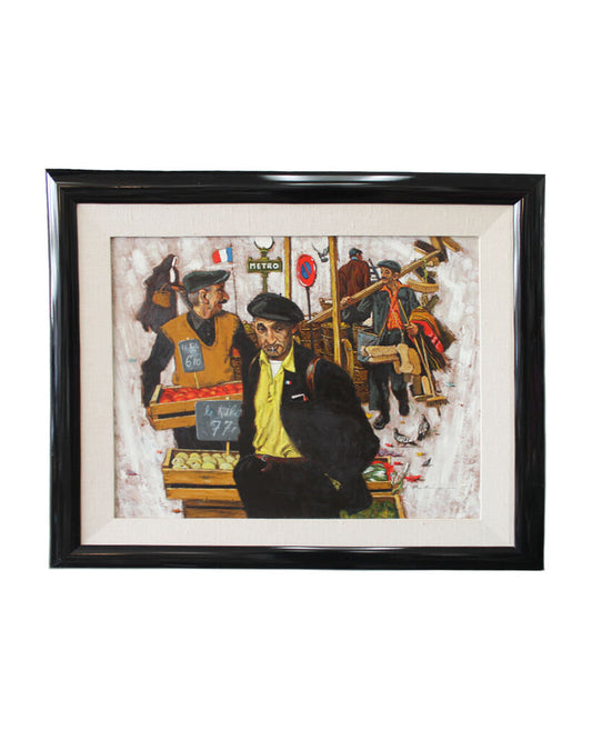 Signed Bruce Bomberger Oil on Panel "Market Day" Framed 30W 26H