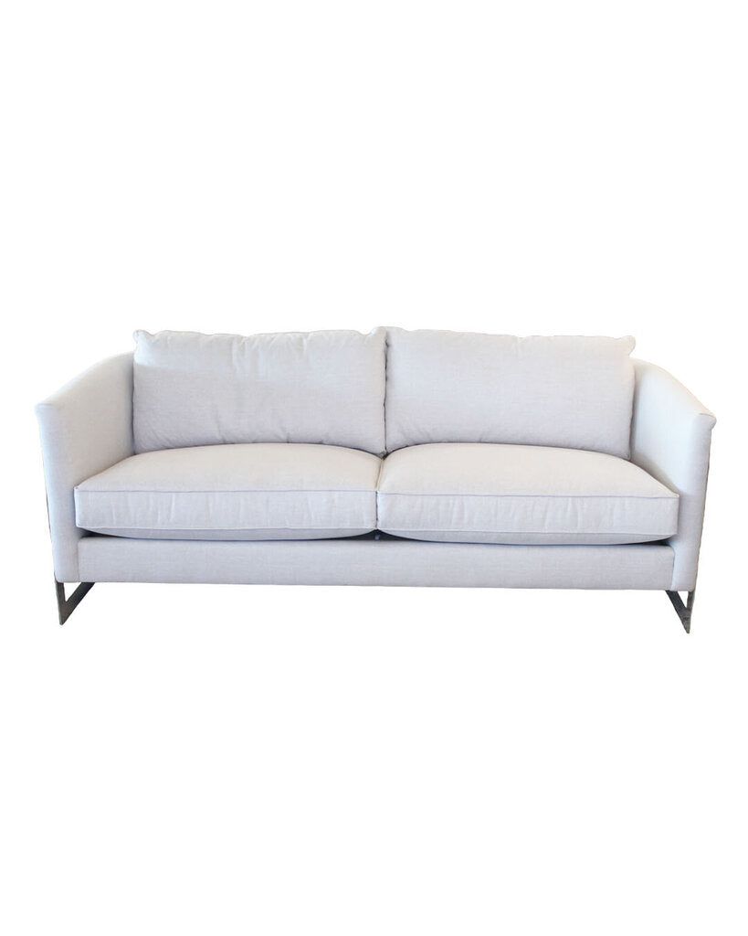 Bernhardt Baldwin Modern Curved Sofa Chrome Frame. 81 x 36 x 35H