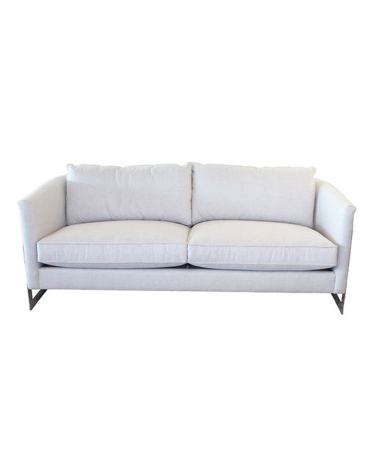 Bernhardt Baldwin Modern Curved Sofa Chrome Frame. 81 x 36 x 35H