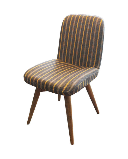Giada Desk or Dining Chairs, Wood Base, Linen-Blend Pinstripe Upholstery 19W 23.5D 33.5H - PAIR