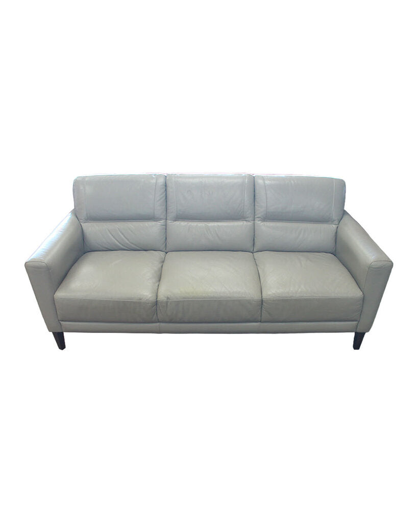 Natuzzi Editions Grey 100% Leather Sofa 78W 38D 33.5H