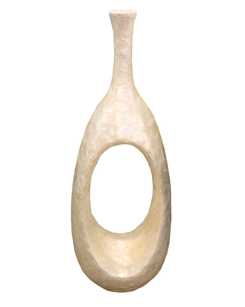 Hollow Capiz Shell Vase w/Teardrop Shape 14 x 13.5 x 40H