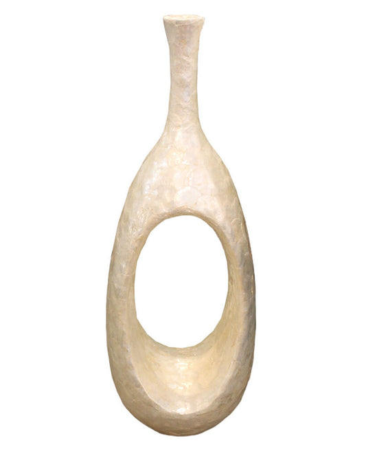 Hollow Capiz Shell Vase w/Teardrop Shape 14 x 13.5 x 40H