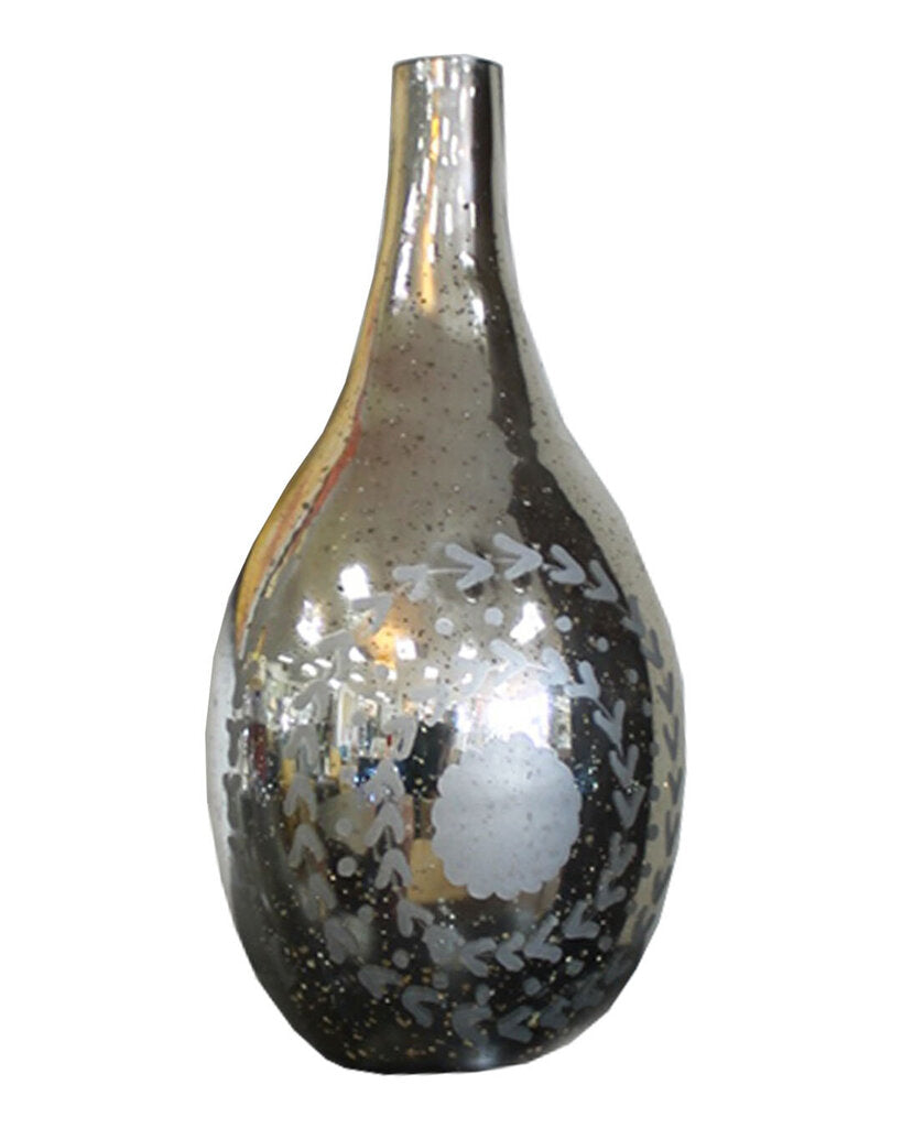 Mercury Glass Long Neck Vase 22H