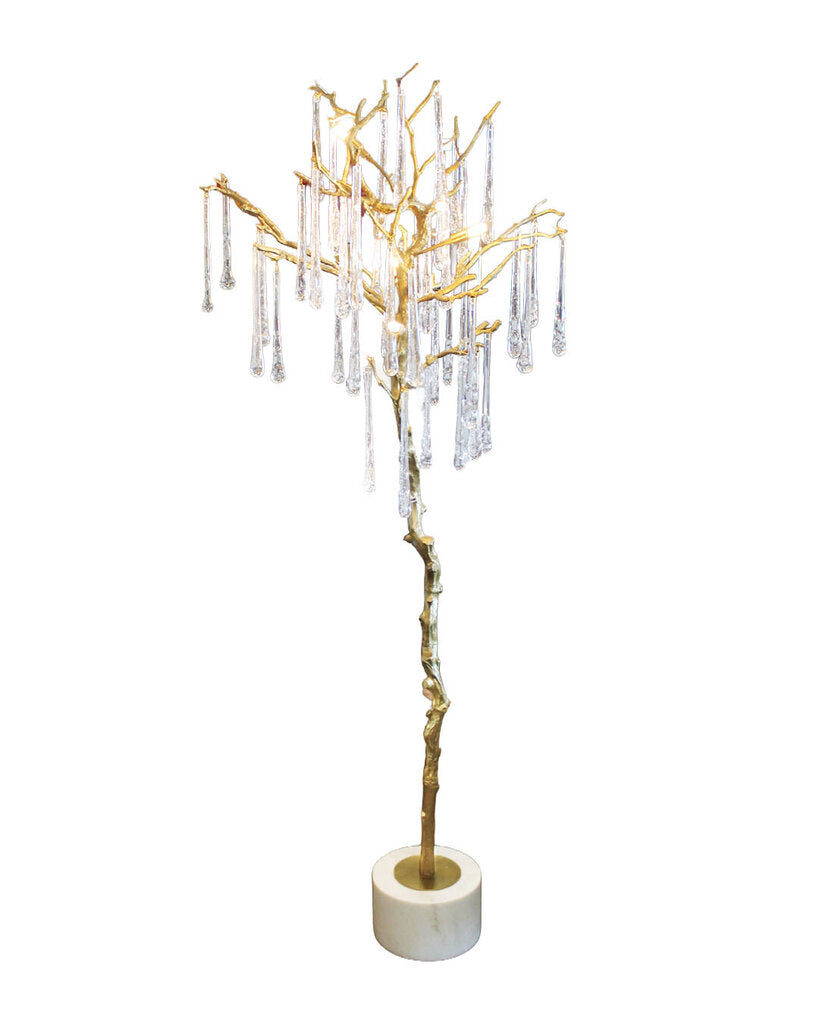 John Richard Brass Tree Floor Lamp, Wht. Marble Base 77"H