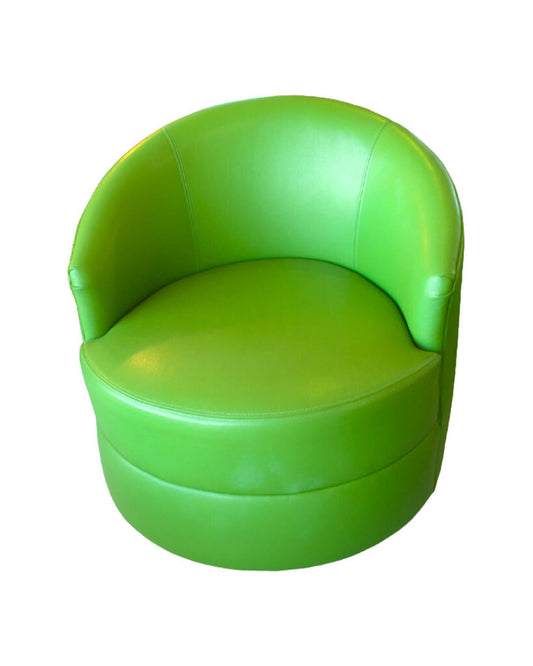 Hickory Chair Green Leather Swivel Barrel, Gold Base