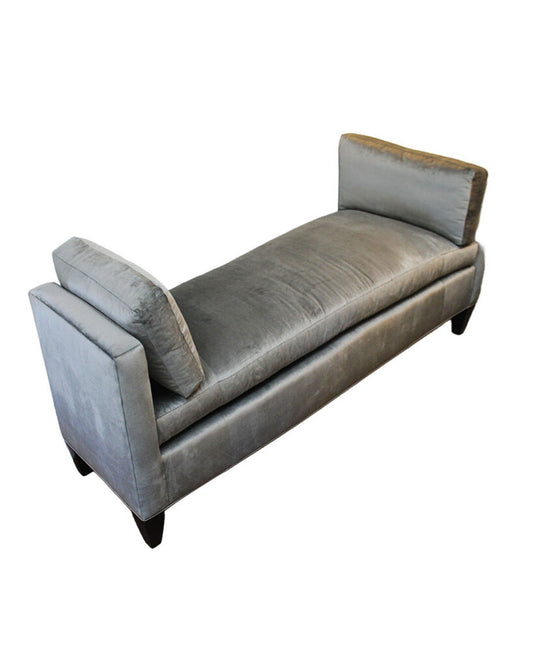 Elvie Chaise in Sky Blue Velvet w/Pillows 81" x 23" x 31"