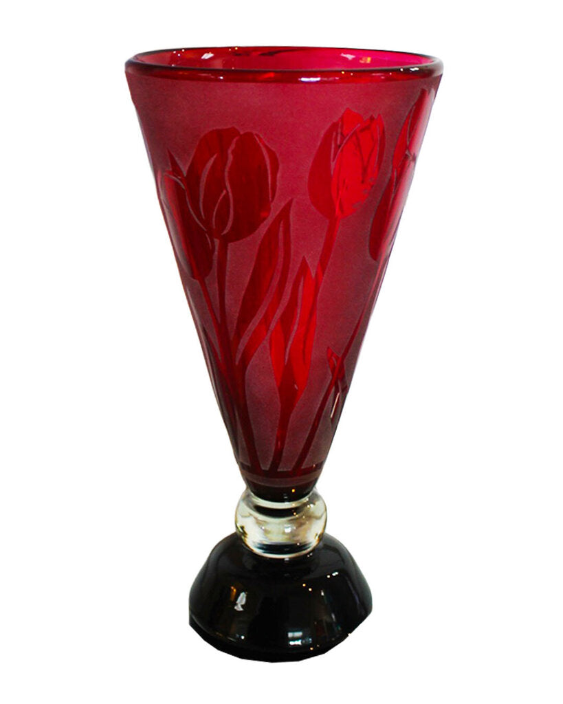 Correia Art Glass Tulip Vase, Ltd. Ed. 4/200 1992, 6.5Dia 13H