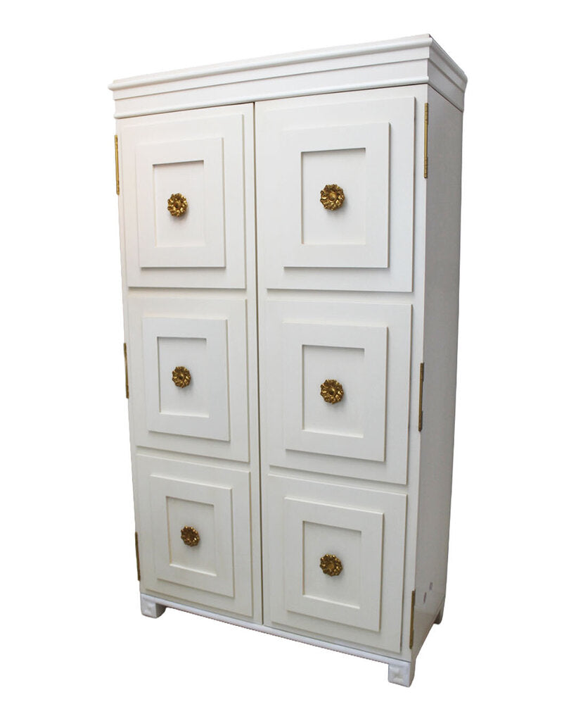 Hickory Chair Suzanne Kaslers Tuxedo Armoire, Maple Solids, White w/Gold 49.5W 22.5D 88H