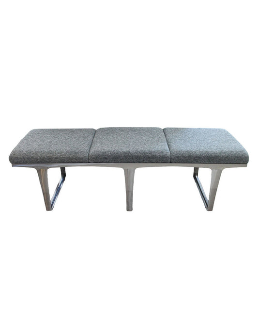 Johnston Casual Lapuente Bench, Brushed Steel w/Grey Fabric 66.5" x 22" x 19"H