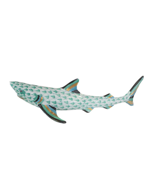 Herend Figurine Green Fishnet Shark 6.5W 1.5H