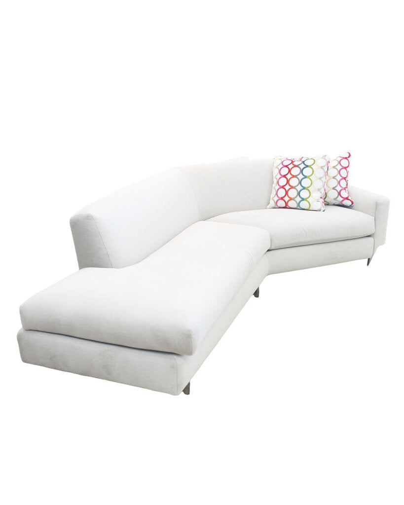 In The Style Of Thayer Coggin Angle Bumper Sectional Sofa