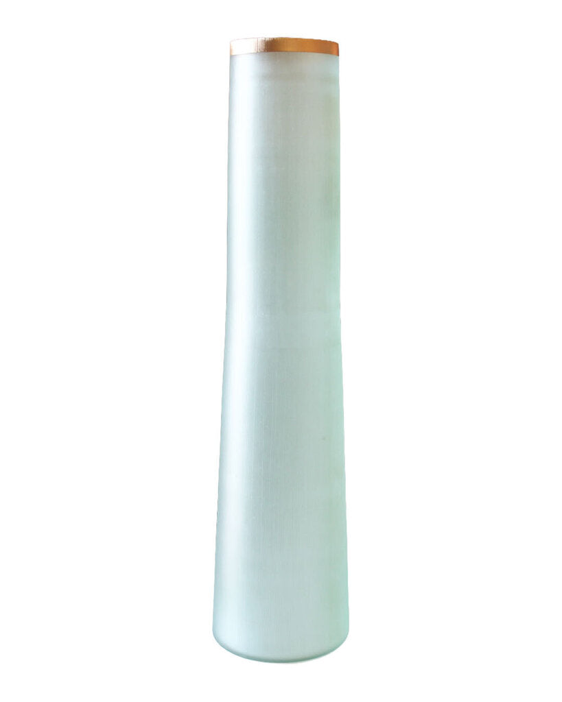 John Richard Whisper Greeen Glass w/Gold Rim Accent Vessel 4.5Dia 18.25