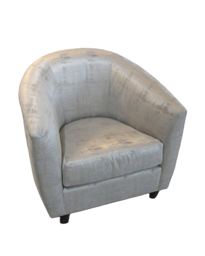 Kravet Silver Uphol. Swivel Barrel Chair 34" x 31" x 32"
