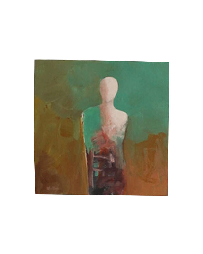 Original Acrylic on Board Female Figural by Jean Wallin 10 x 10