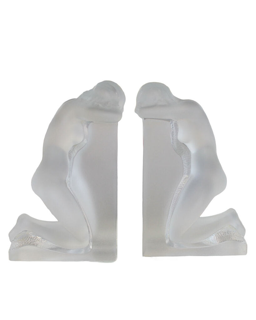 Lalique France Reverie Crystal Bookends 5.5W 3.5D 9.75H - PAIR/FIRM - PAIR
