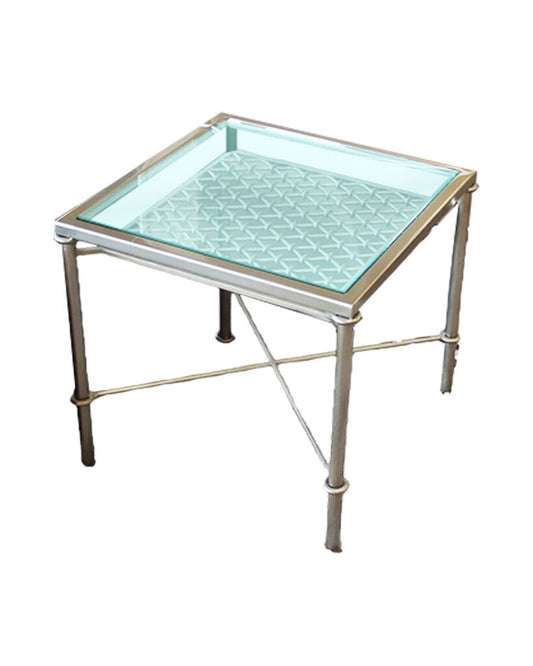 Stainless Steel Side Table w/Glass Top