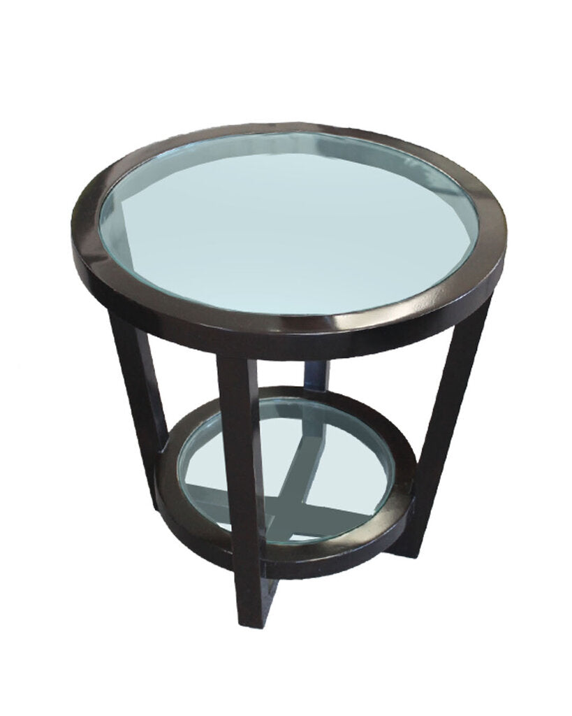 Bernhardt Furniture Zola Side Table, Espresso w/Glass 24Dia 24.5H