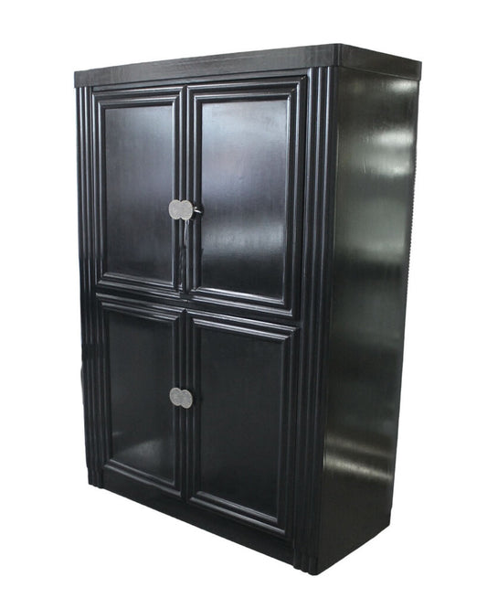 Black Lacquer Armoire, 4-Door 53.5W 23D 76H