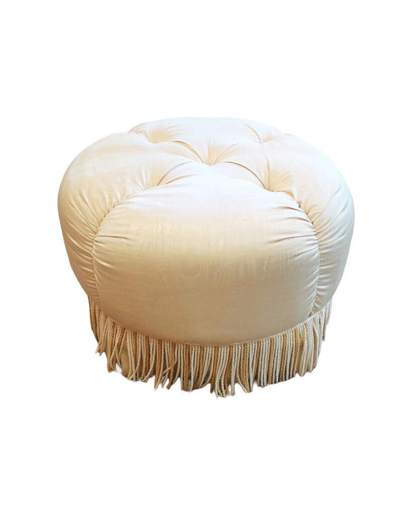 Tufted Upholstered Champagne Accent Ottoman 28Dia 20H