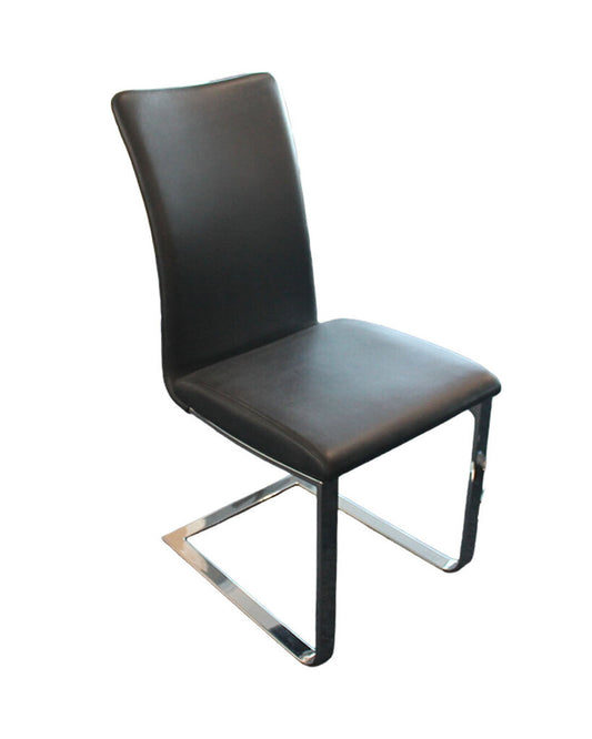 Black Leather & Chrome Armless Dining Chairs 17.5W 24.5D 36.75H - SET OF 8