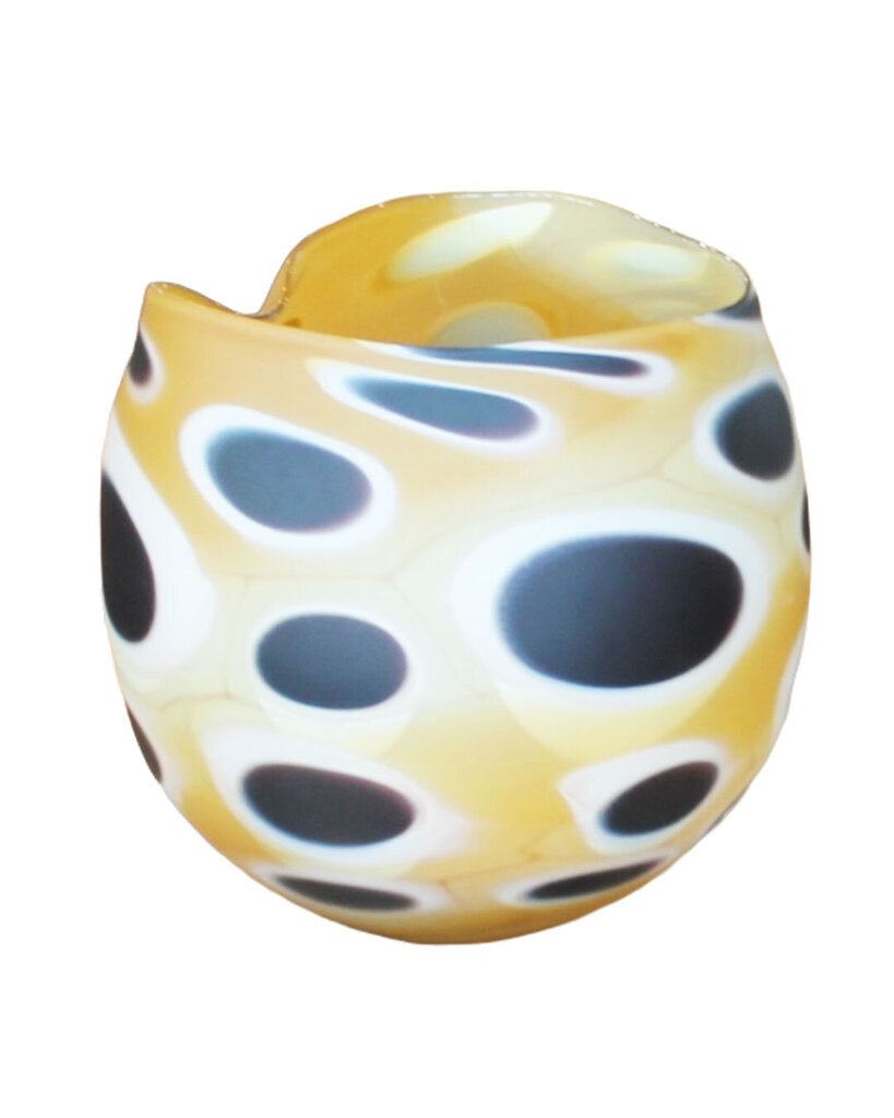 Allister Malcolm Smokey Amber Tondo Vase, Blk/Wht Swirls 14 Dia. 14H