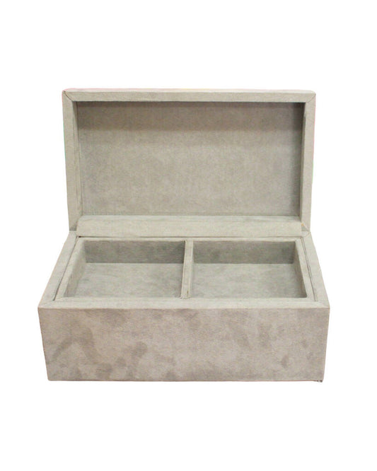 Williams Sonoma Grey Suede Jewelry Box 10.5 x 6 x 4.75