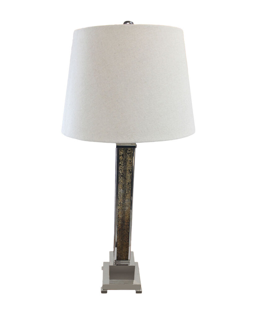 Faux Marble Pattern Column Table Lamps w/Chrome Base 35.25H - PAIR