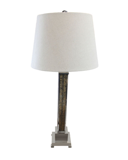Faux Marble Pattern Column Table Lamps w/Chrome Base 35.25H - PAIR