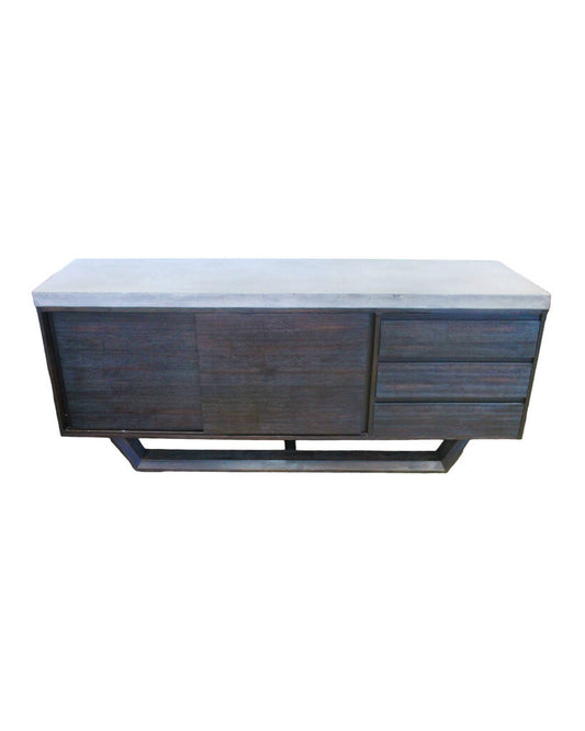 Meredith Baer Sliding Doors, 3-Draw. Floating Credenza,Dk. Grey w/Light Grey Top 78.75W 20.5D 33.75H