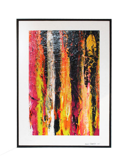 "Acid Rain" Original Acrylic on Canvas Signed Michael Schwertfeger, custom Frame 37.5 X 51.5