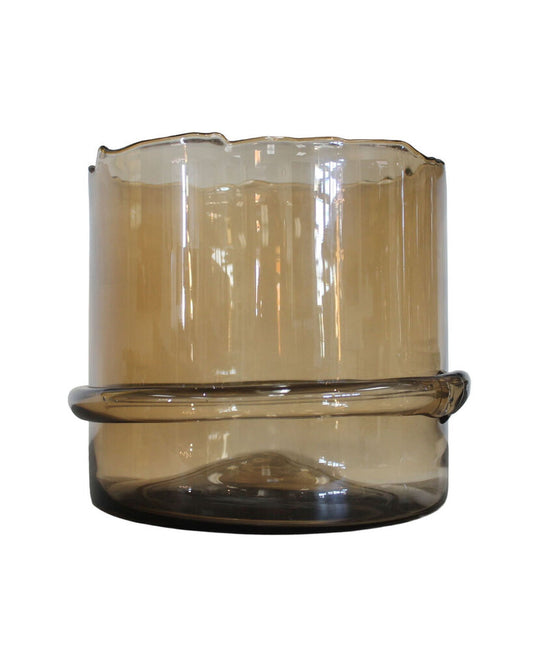 Intaglio Coll.Champagne Cooler/Floral Vase in Crystalline, Hd. Applied Glass Ribbon 9.25Dia 9H